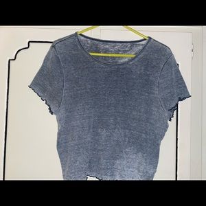 Blue Crop Top with Ruffles